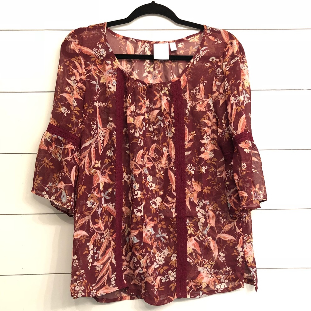 Lauren Conrad | Sheer Bell Sleeve Blouse